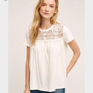 Anthropologie Tee with Lace Detail
